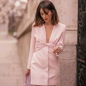 Zara Blazer Pink Long-Sleeve Dress NWT